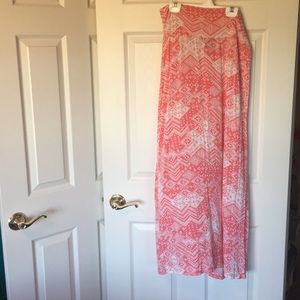 Peach patterned maxi skirt